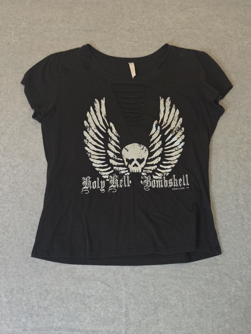Demi Loon "Holy Hell Bombshell" Slashed Graphic Tee